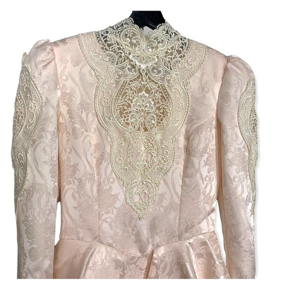 Vintage 90s Jessica McClintock Victorian Brocade Dress Medium - Picture 2 of 14